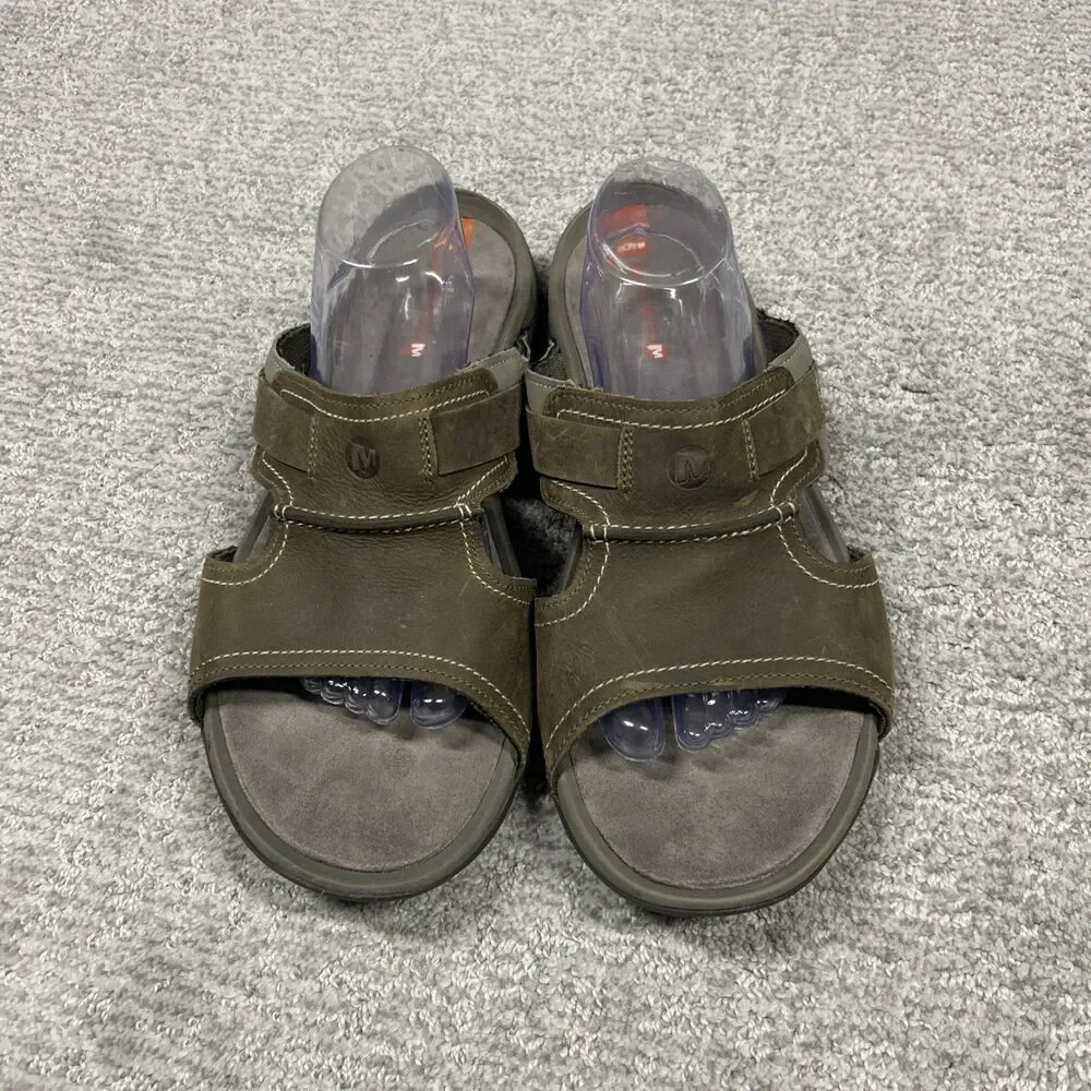 Merrell Slides Sandals Mens 13 Brown Green Comfort Telluride Move
